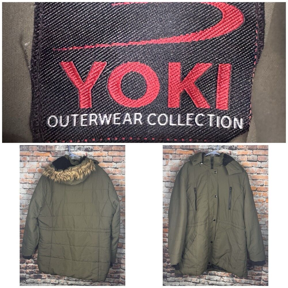 Yoki Outerwear Collection Fur Trim Hooded Utility Parka Winter Coat Jacket 2XL